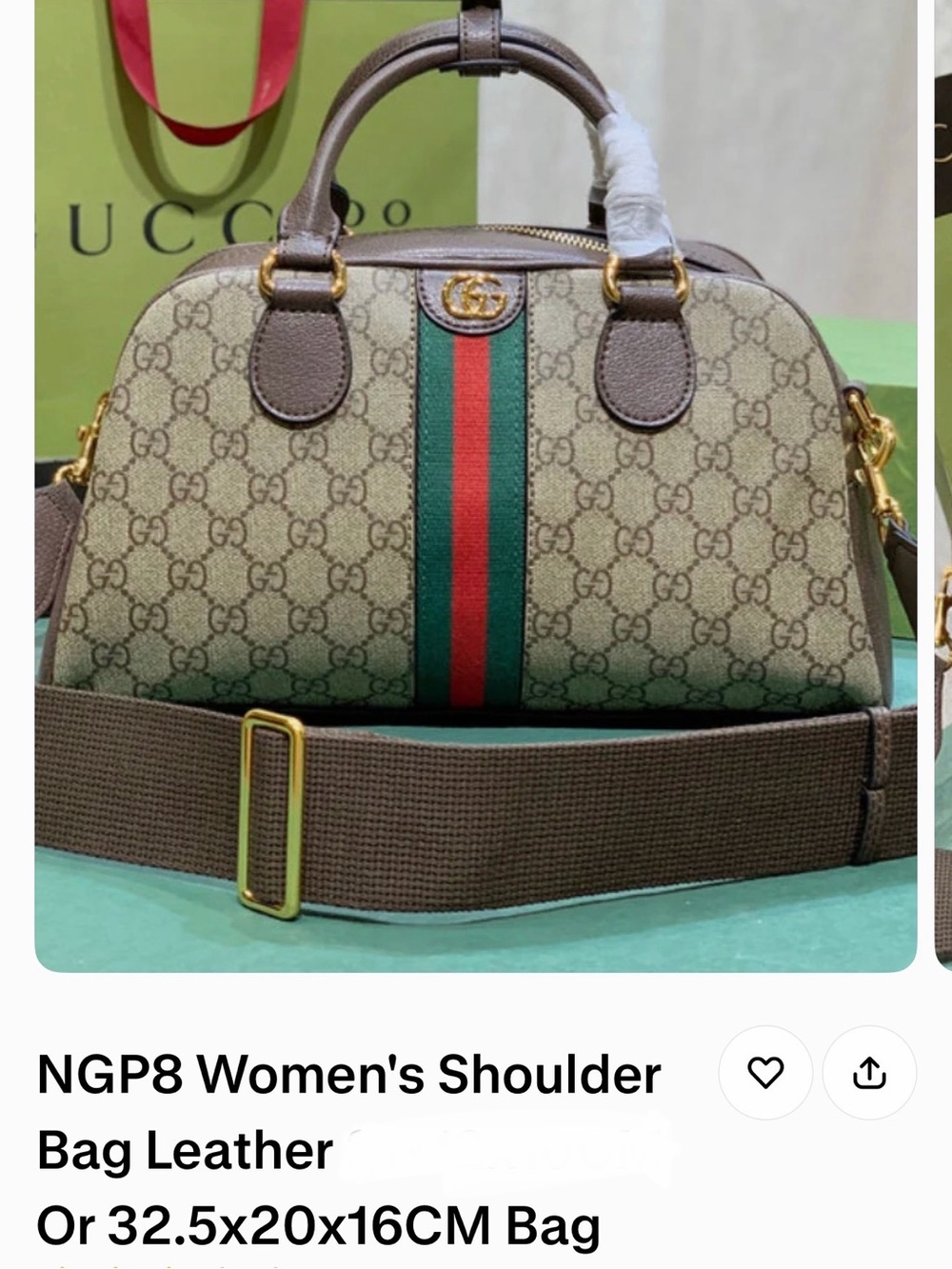 Fashion bag. 1:1 Gucci Brown GG Supreme Canvas Web Stripe Satchel. - Picture 15 of 15